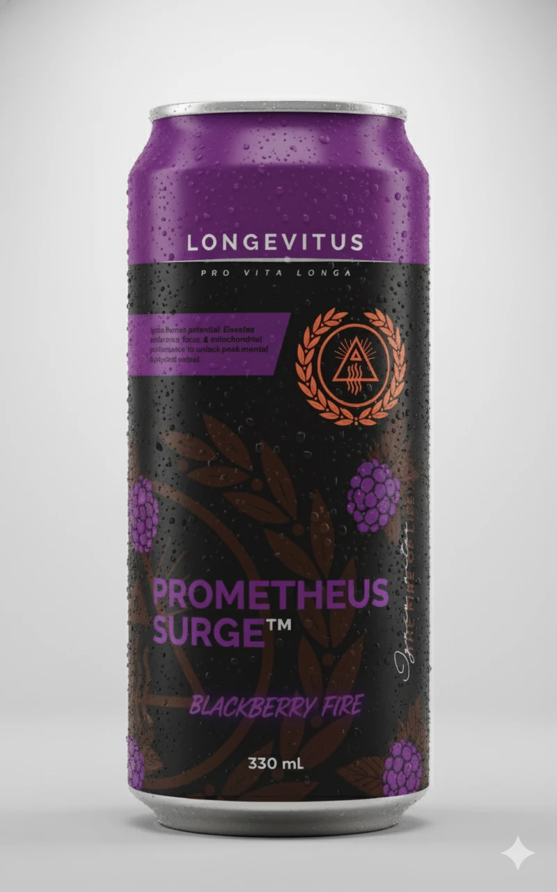 Front of the purple and black Prometheus Surge Blackberry Fire can concept