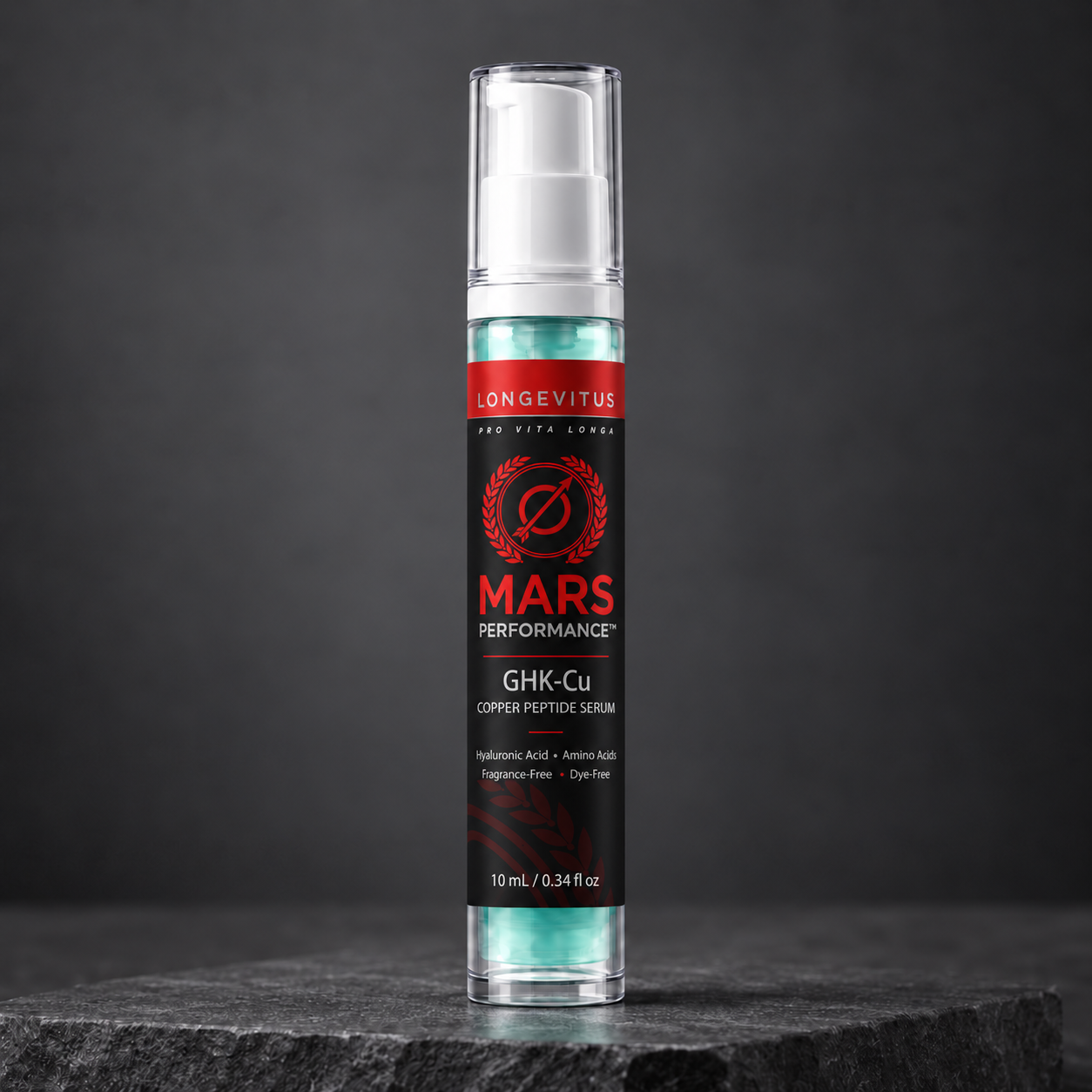 Mars GHK-Cu serum on dark stone