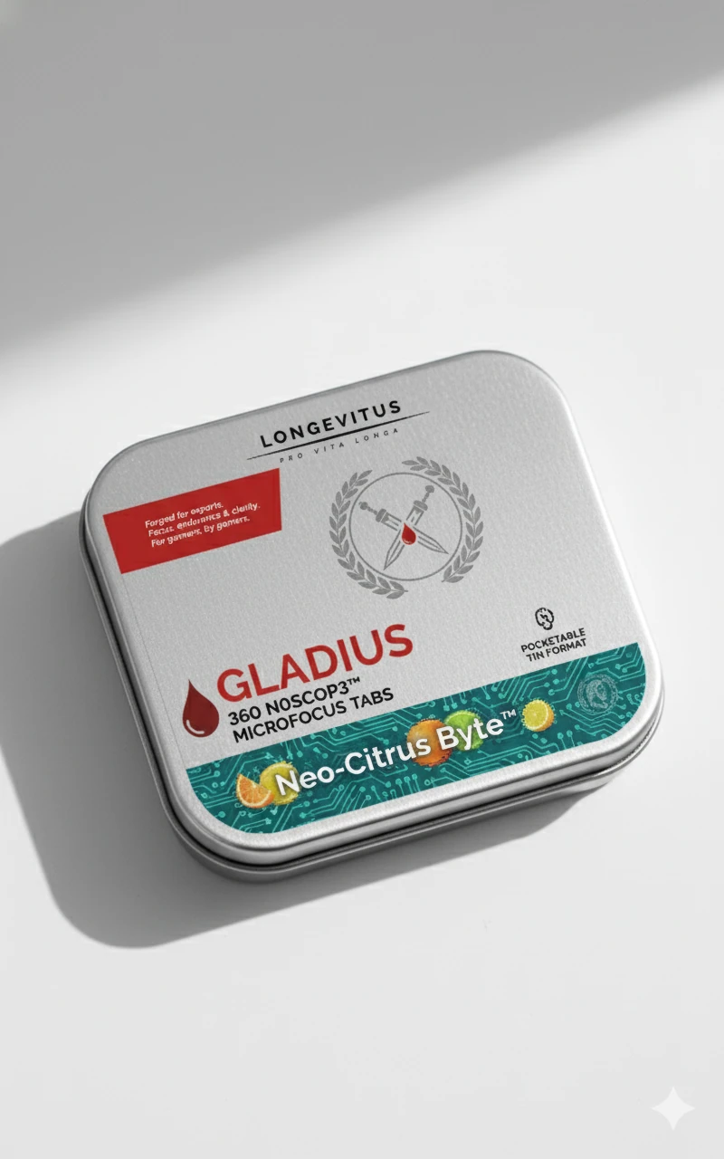 GLADIUS 360 N0SC0P3 metal-tin concept with citrus-coloured label accents