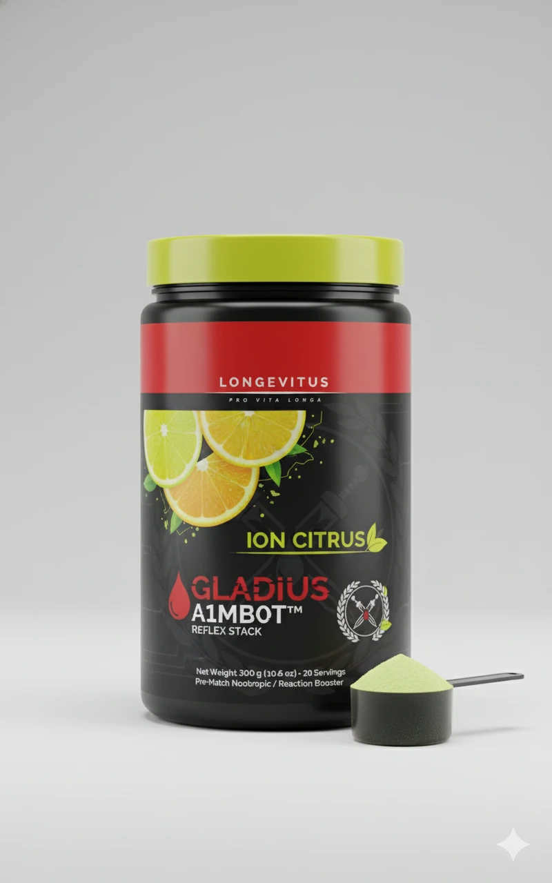 Front-pack GLADIUS A1MB0T drink-powder concept in the Ion Citrus design