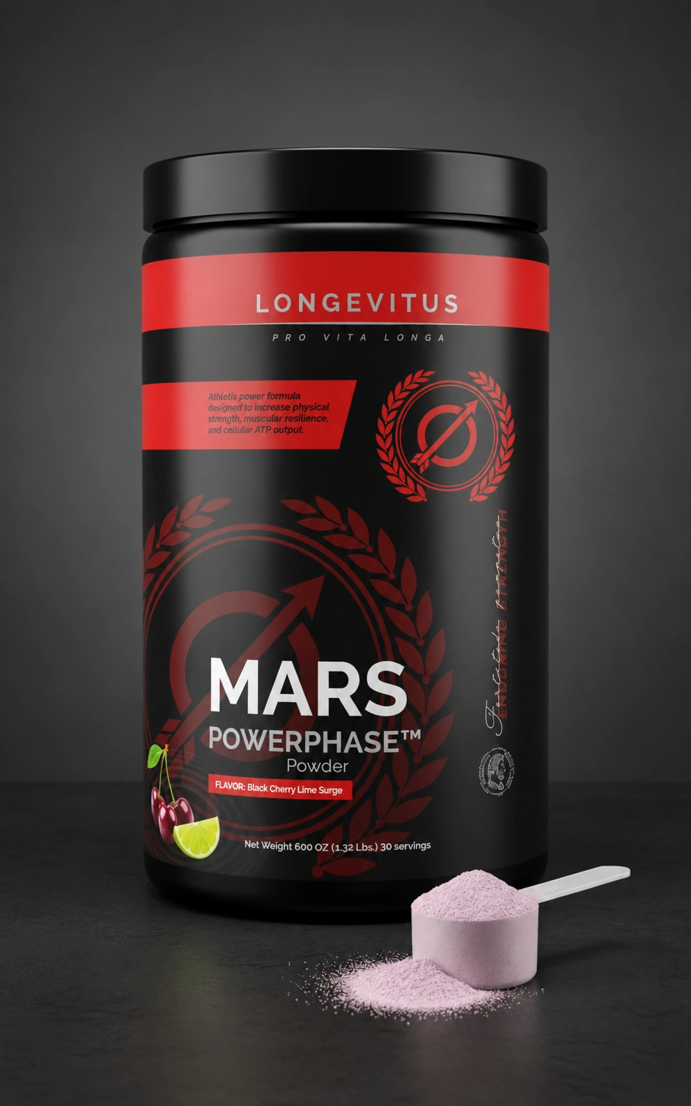 Front-pack Mars PowerPhase drink-powder tub concept with a scoop